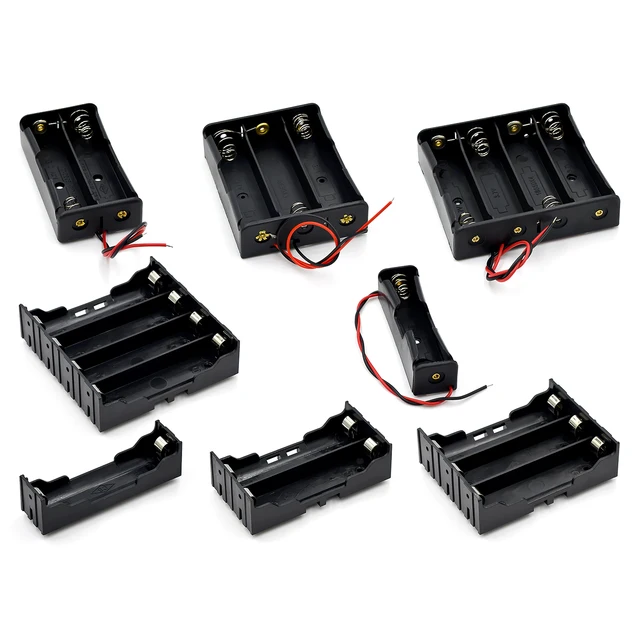 1x 2x 3x 4x Slot Black Plastic 18650 Battery Holder Battery Storage Box Case with wire leads 1