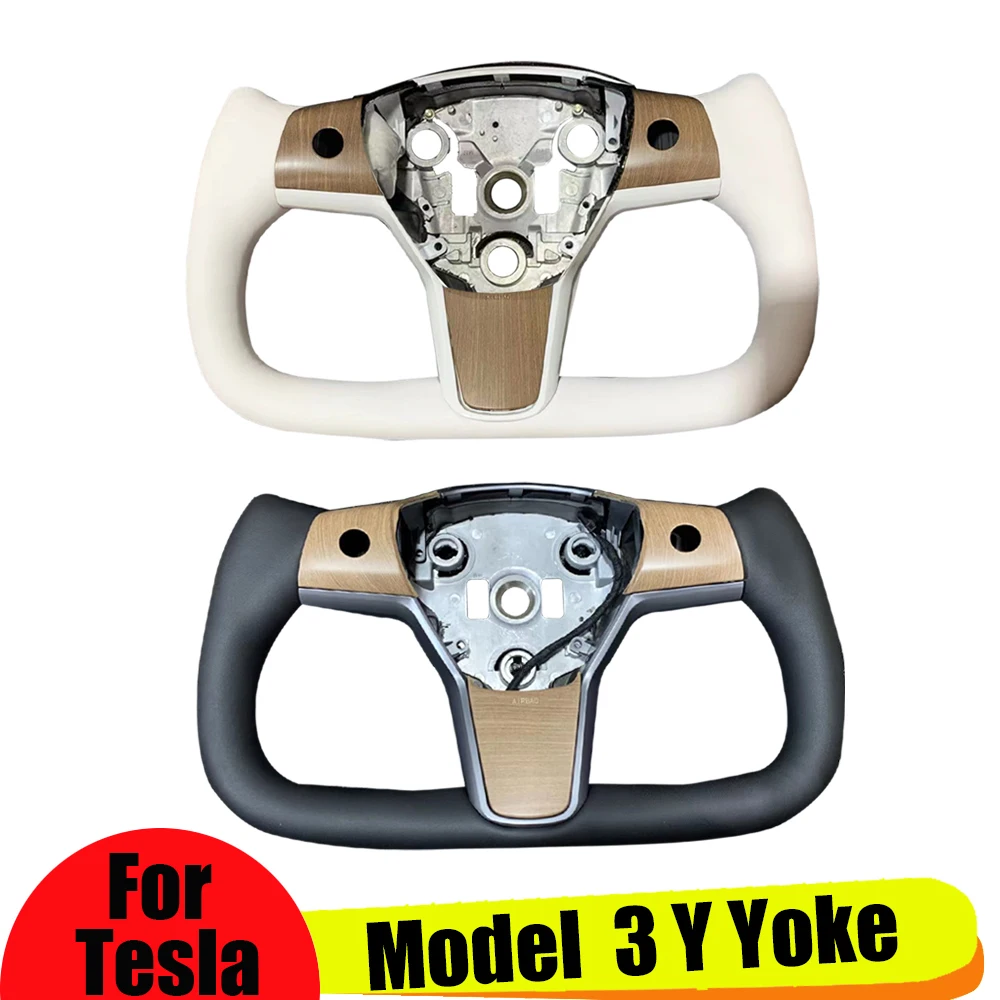 

370mm Yoke Heat Carbon Fiber Steering Wheel For Tesla Model Y Model 3 2017 -2022 Heating Car Racing Handle Yokes 350mm