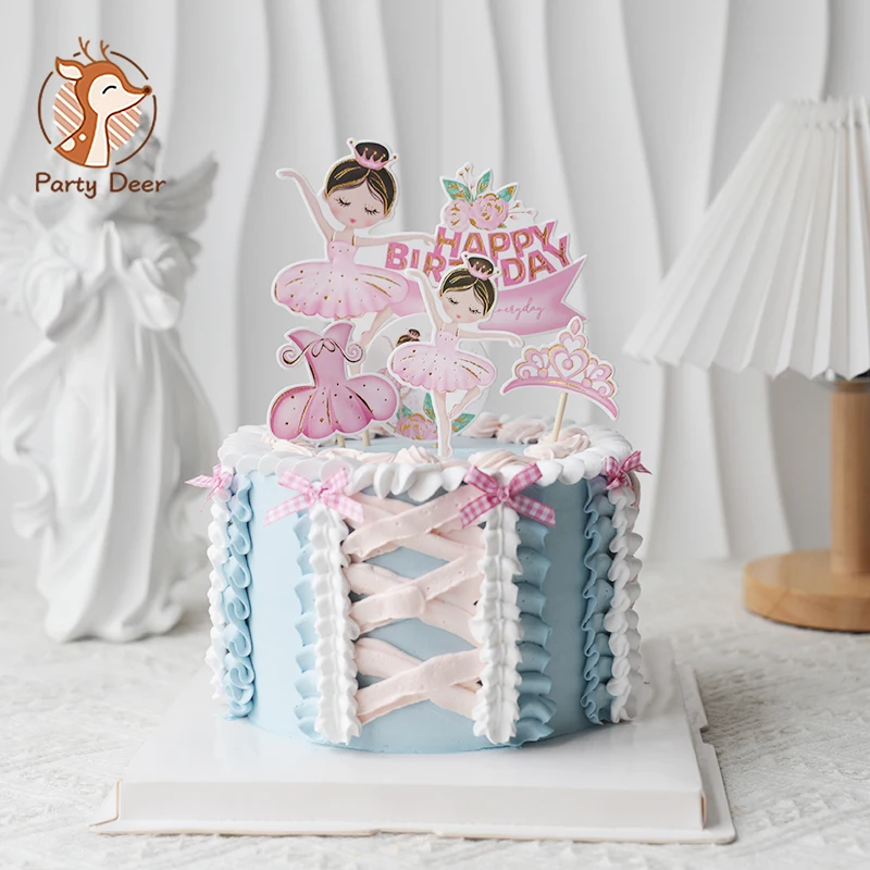 8 Pezzi/Set Ballerina Dancing Girl Cake Toppers Girl Design Cake Picks Decorazione Cupcake Per Matrimonio Addio Al Nubilato Festa Di Compleanno