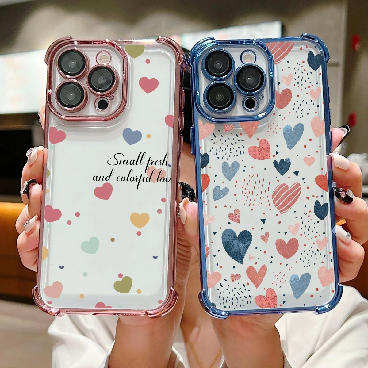 Elegant Love Heart Plating Soft Shockproof Case Cover