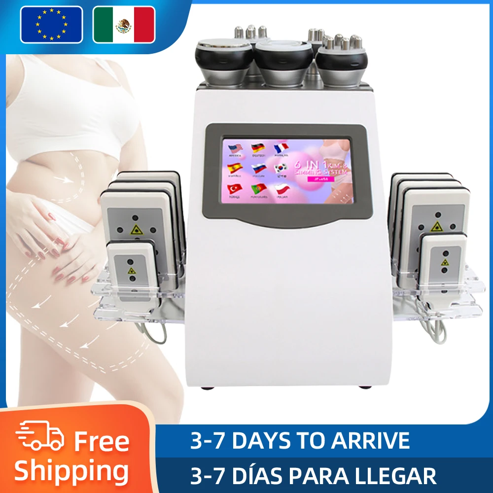 Máquina de cavitación ultrasónica 40K, masaje adelgazante corporal al vacío, pérdida de peso, estiramiento de la piel, dispositivo de belleza de elevación 6 en 1