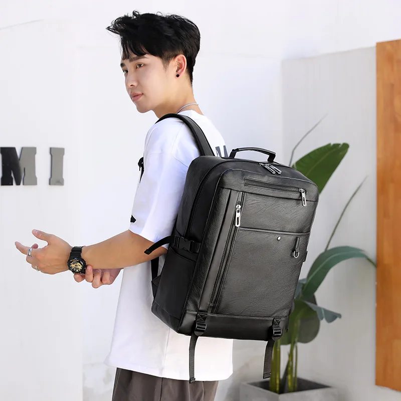 USB Bussiness Bagpack PU Work Fashion Men Schoolbag Loptop Travel Sports Bag 15.6 inch Outdoor Hiking Large Capacity xa206wd