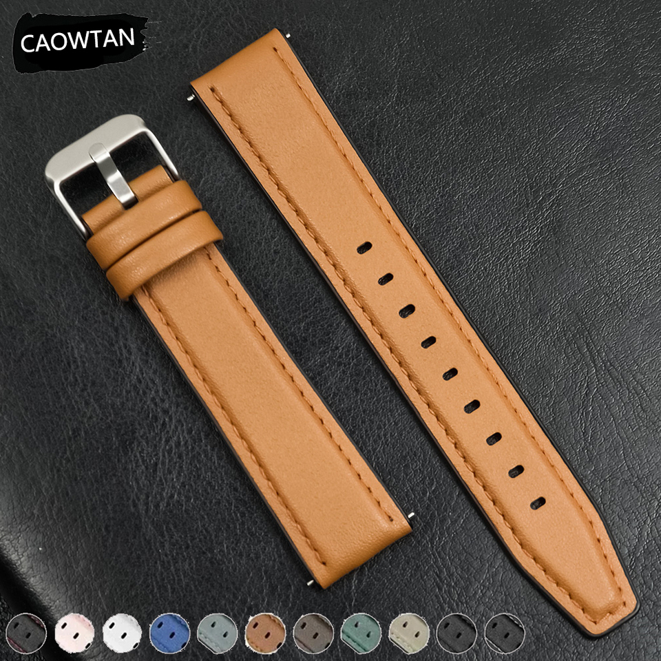 20mm 22mm Leather+Silicone Strap for Samsung Galaxy Watch 6 Classic 5 4 40mm 44mm Gear S3 Band For Huawei GT4 Ultimate Bracelet