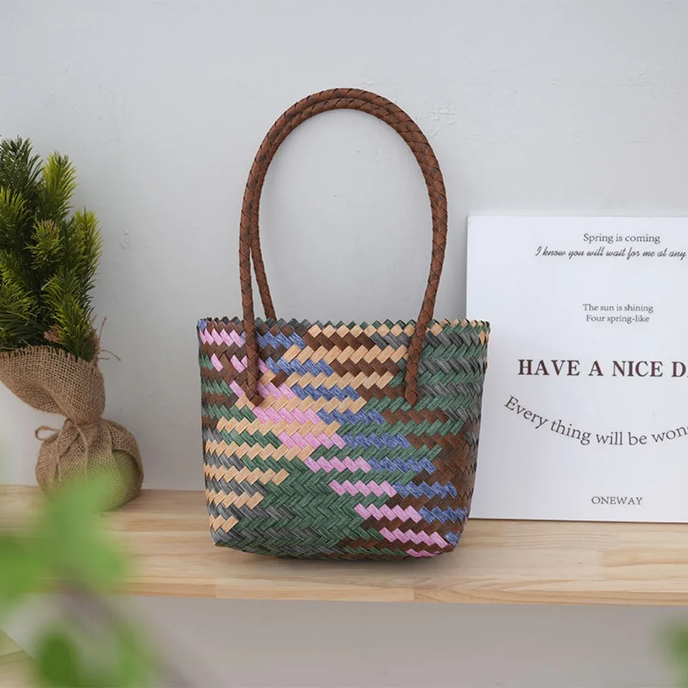 

Square Shape Imitation Vine Woven Bag New PP Handmade Woven Bags Shoulder Bag