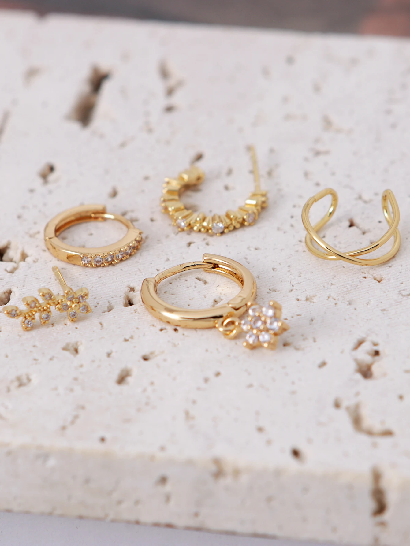 5PCS Ladies Flower Branch Star Pendant Earring Set