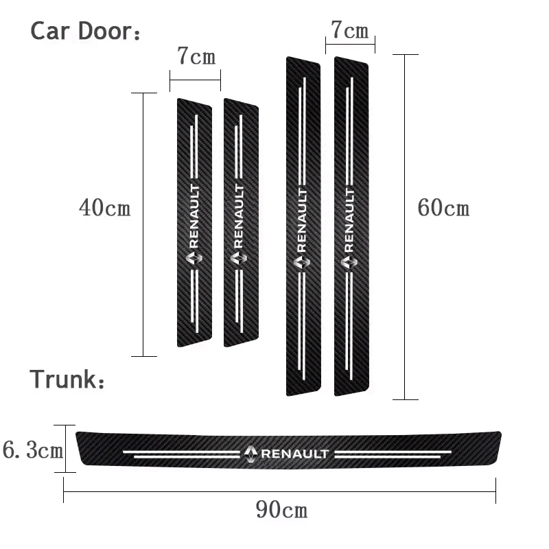 Car Logo Decals Door Sill Protector Stickers For Renault Megane 2 3 4 Twingo Clio Talisman Captur Trafic Kwid Scen