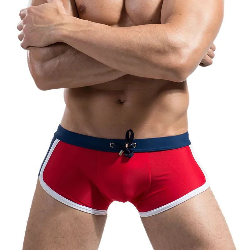 Sexy quick-drying swimming costume for men, elasticated swimming costume with pleated waist, for surfing on the beach, wholesale