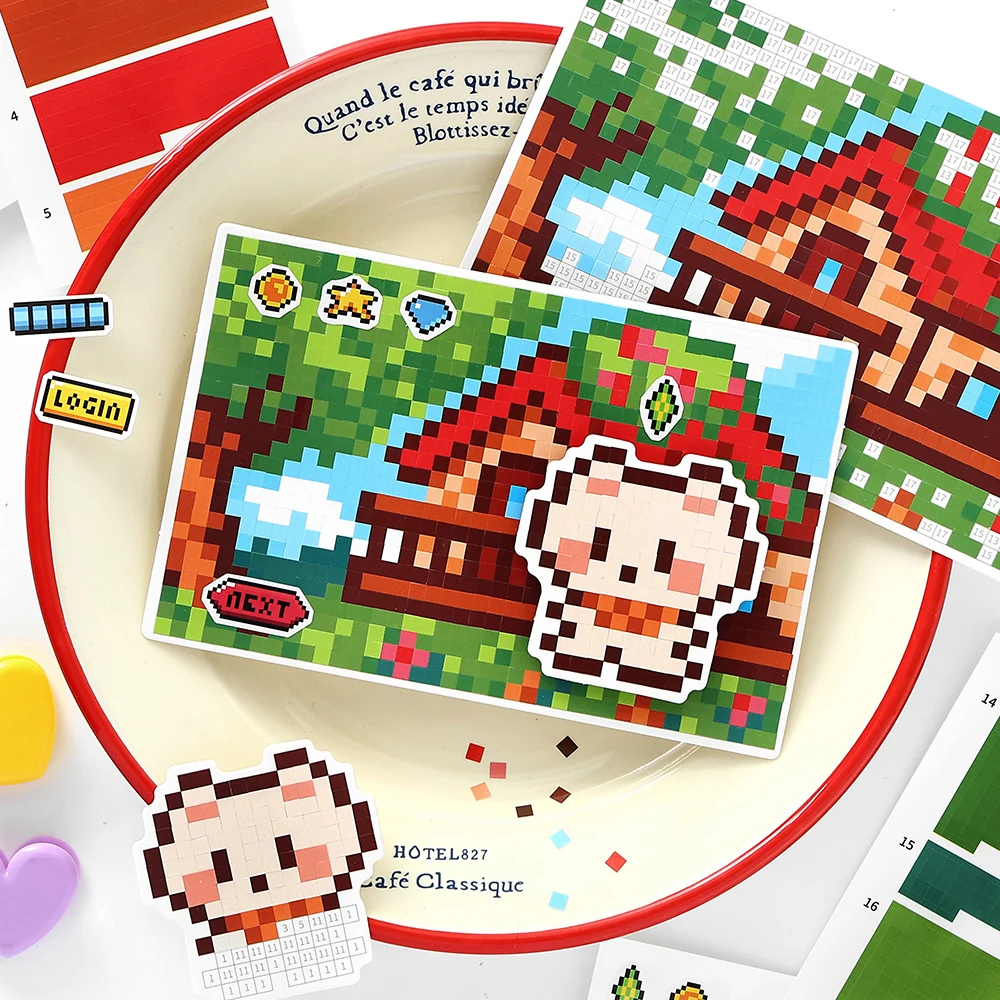 Kawaii Animal Pixel Collage Stickers for DIY Crafts & Decoration