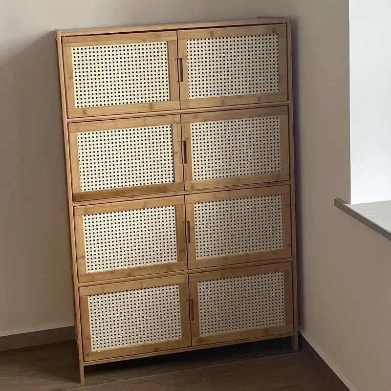 Modern Bamboo Living Room Cabinet Bedroom Changhong Glass Door Layered Shelf Home Living Room Furniture Stand Cabinet
