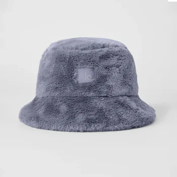 LO 여신 요가 인조 모피 버킷햇, 단색 인조 모피 봉제 여성 어부 모자, 겨울 따뜻한 모자, 패션