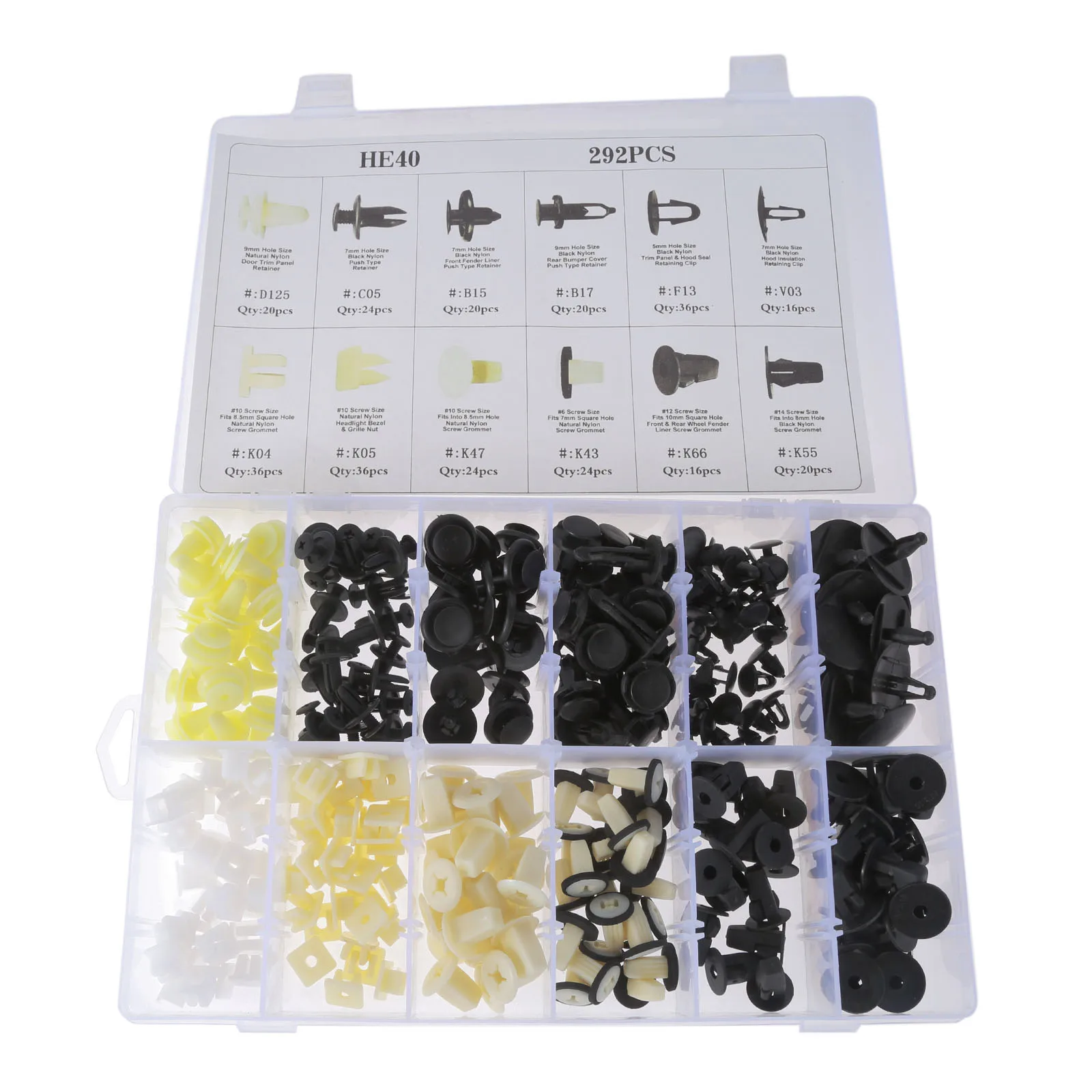 

292x Auto Fasteners Fender Door Hood Bumper Push Pin Rivet Trim Clips Body Retainer Assortment For Toyota Honda Mazda Mitsubishi