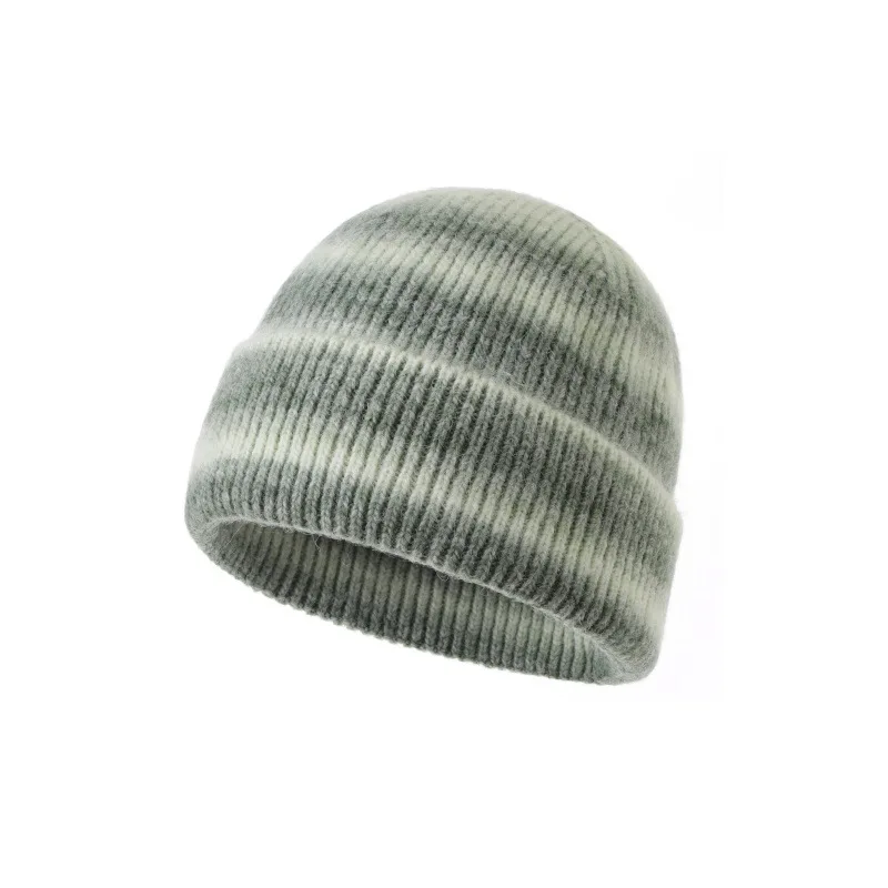 Winter-Unisex-Mütze aus dickem, warmem Mohair-Strickgarn mit Farbverlauf – Detail 12