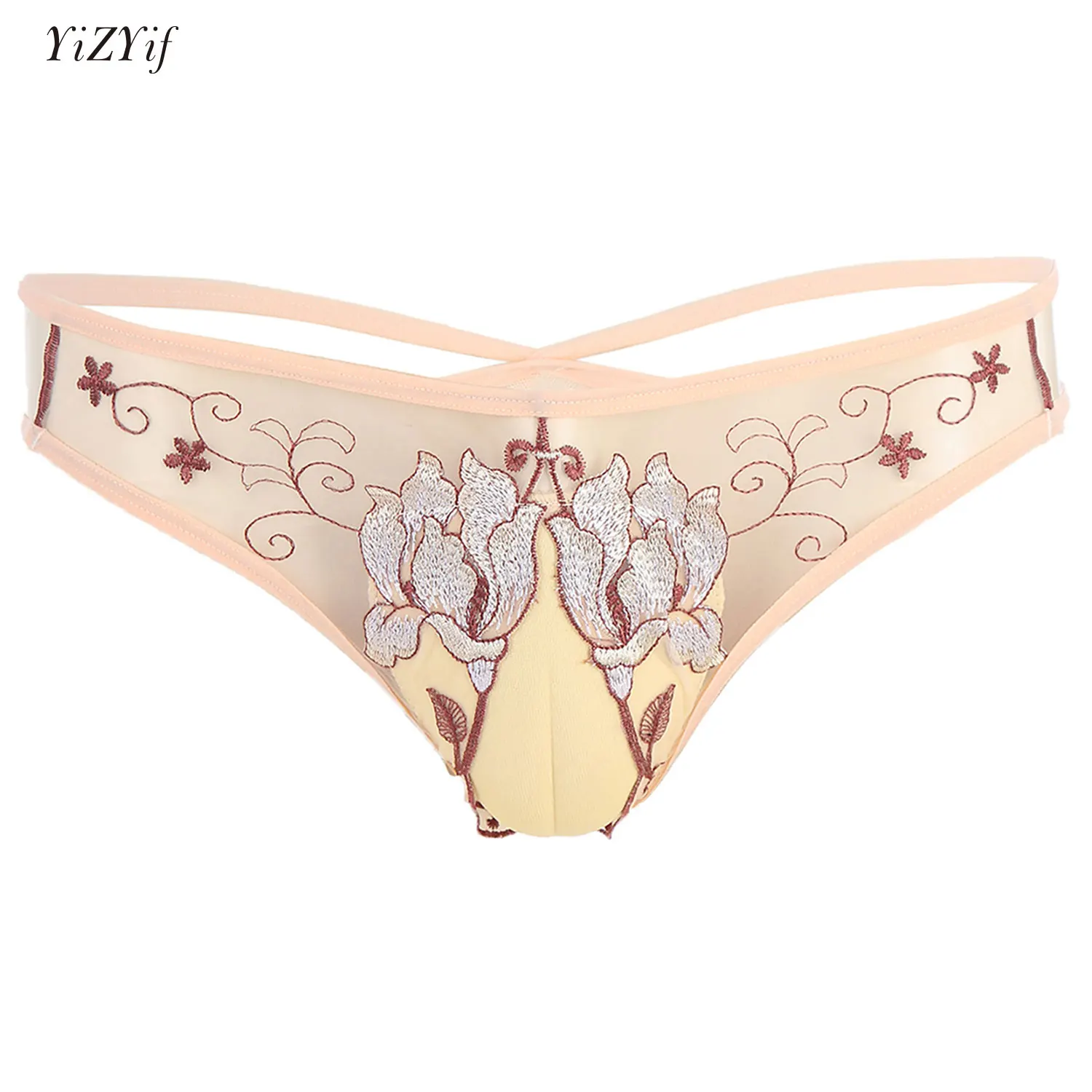

Men's Sissy Briefs Panties Sexy Low Rise Lace Briefs Contour Pouch Underwear Thong Sheer Underpants Breathable Bikini Underwear