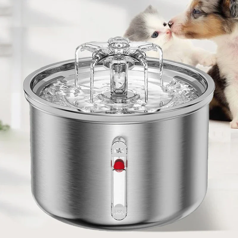 

Pet Cat Water Dispenser Stainless Steel Fully Automatic Floret Fountain, Quiet Pump Pet Water Dispenser Cat Fountain With Sensor