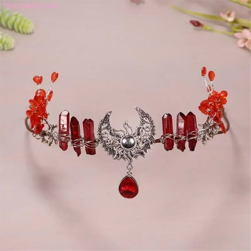 62KE Elegantes Kristall-Stirnband für Halloween für Bühnenauftritte und Kostümpartys. Tragen Sie Geschenke für Jungen und – Detail 10