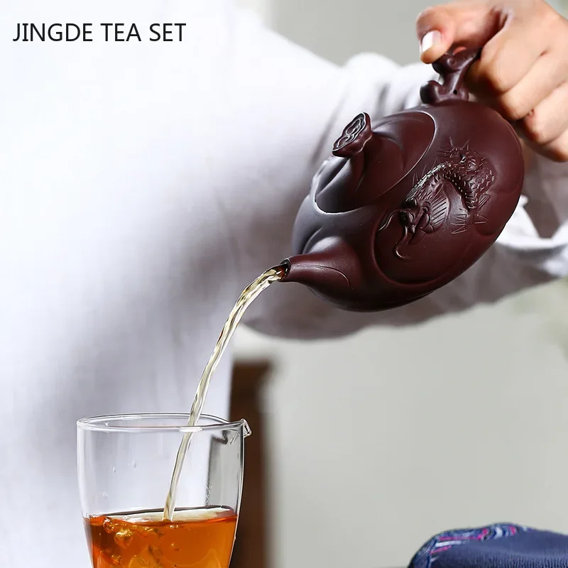 Boutique Yixing Purple Clay Tea Pot Raw Ore Zhu Mud Beauty Teapot Master Handmade Zisha Filter Kettle Tea Sets Supplies 330ml