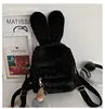 Personalized Embroidery Kawaii Plush Bunny Backpack Faux Fur Mini Backpack Rabbit Ear Women Travel Shoulder Bags Plush Backpack 5