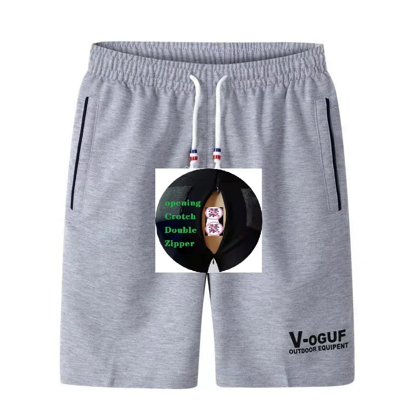

Crotch Zipper Opening Summer Pirate Shorts Thin Shorts Side Pocket Anti-Theft Zipper Casual Sports Loose Men's Pants Large T