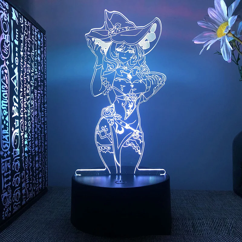 nursery night light Genshin Impact Account Yae Miko Kazuha Xiao Hu Tao Raiden Shogun 3d Led Lamp For Bedroom Manga Night Lights Anime Figure Luces star wars night light Night Lights