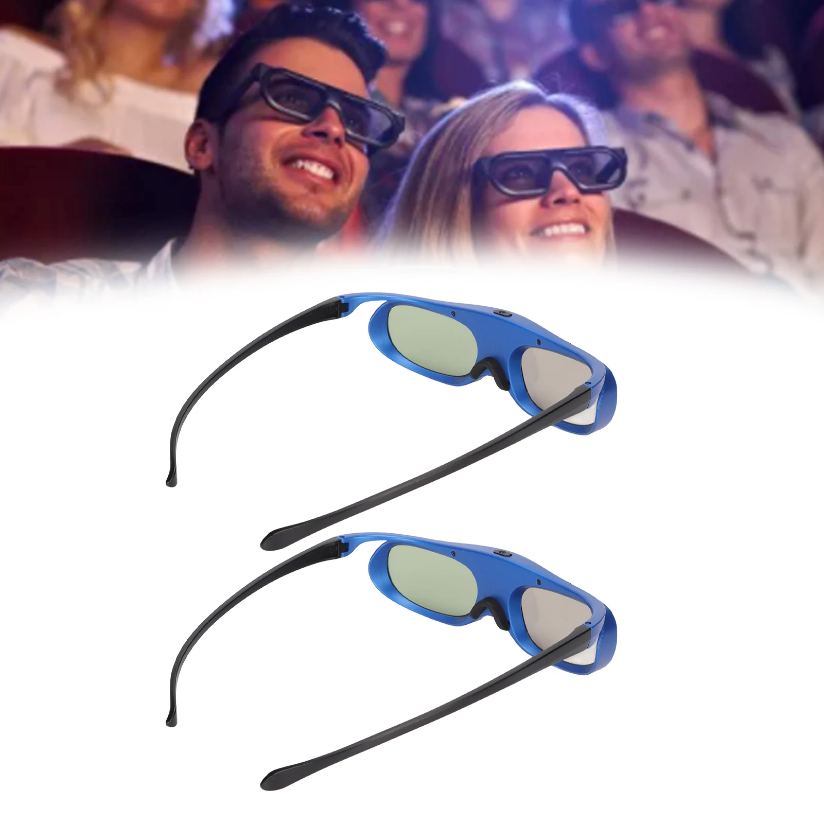 2PCS 3D Glasses DLP Link 3D Glasses 144Hz DLP Link Rechargeable 3D Active Shutter Glasses for All DLP Link 3D Projectors