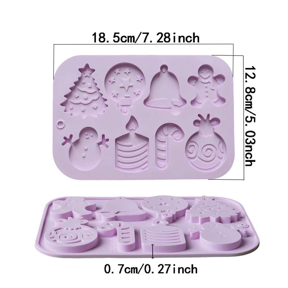 1pc Christmas Chocolate Mold 8-Hole with Various Holiday Shapes, 3D Silicone Candy Mold... - SKU SCM01717 - UGI Packaging