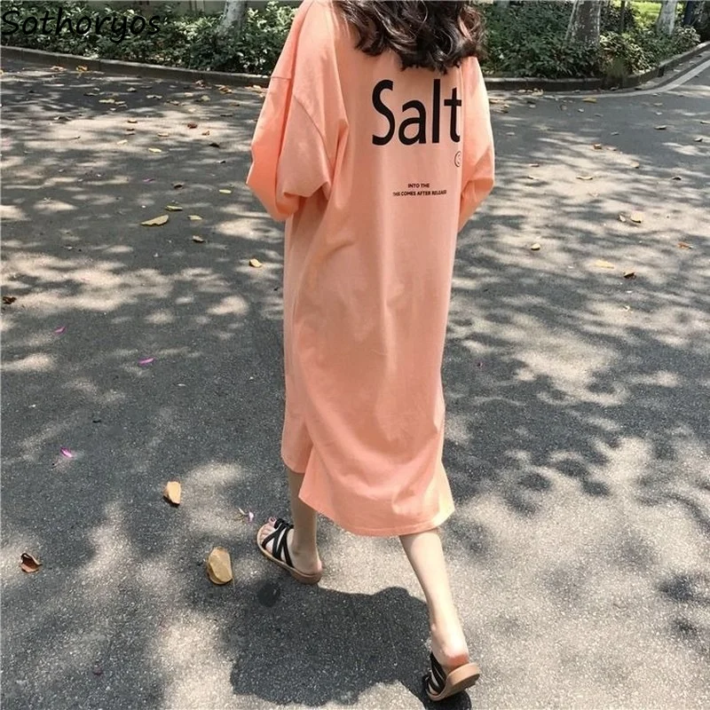 

Plus Size M-5XL Nightgowns Women Letter Printed Midi Nightdress Korean Style O-neck LeisureSleepwear Short Sleeve Sleepshirts