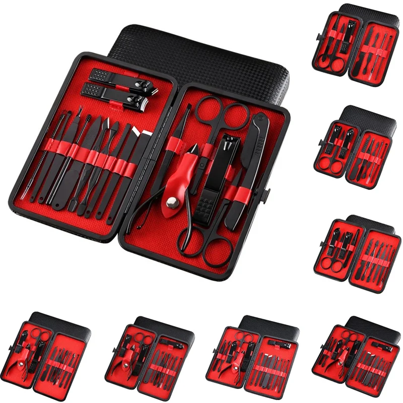 Durable Manicure Set 18 in 1 Nail Clippers Kit Stainless Steel Nail Cutter Portable Pedicure Kit Men Women Nail Grooming Tool