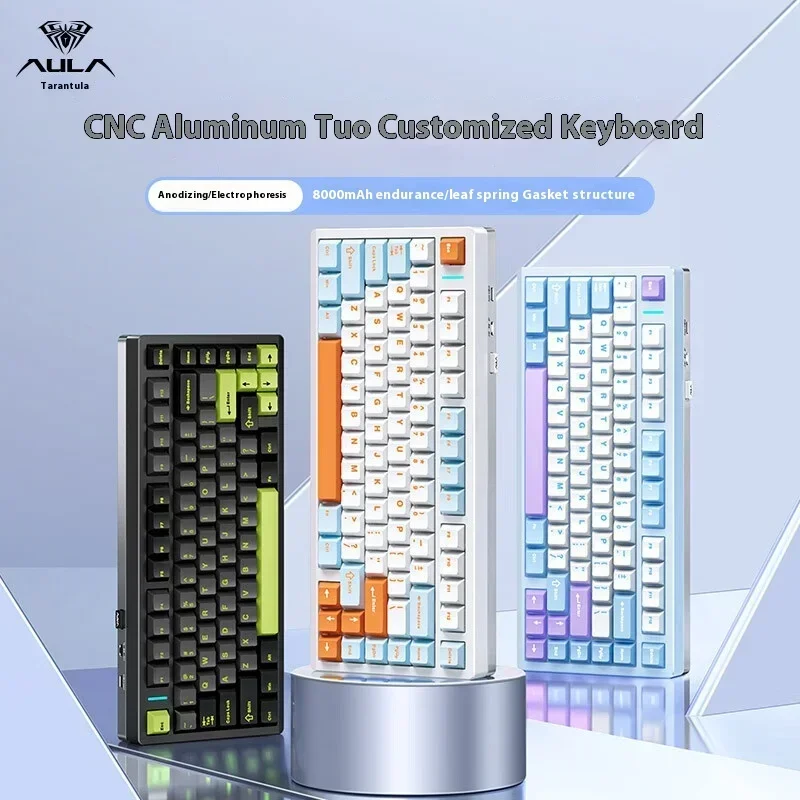 AULA M75 기계식 키보드, 무선 알루미늄 합금 게임용 키보드, RGB 핫 스왑, 인체 공학 PC 게이머 액세서리, 사무실, 신제품