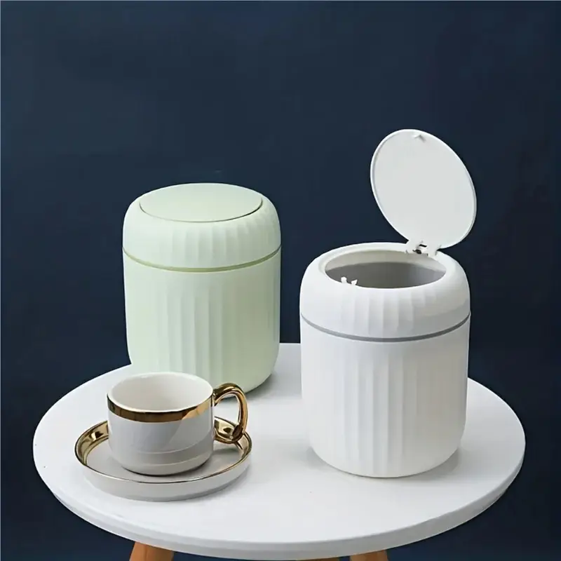 Mini Desktop Trash Can with Lid Garbage Waste Bin Organizer Bedroom Office Desk Storage Box Made Durable Plastic Home Supplies - Image 2