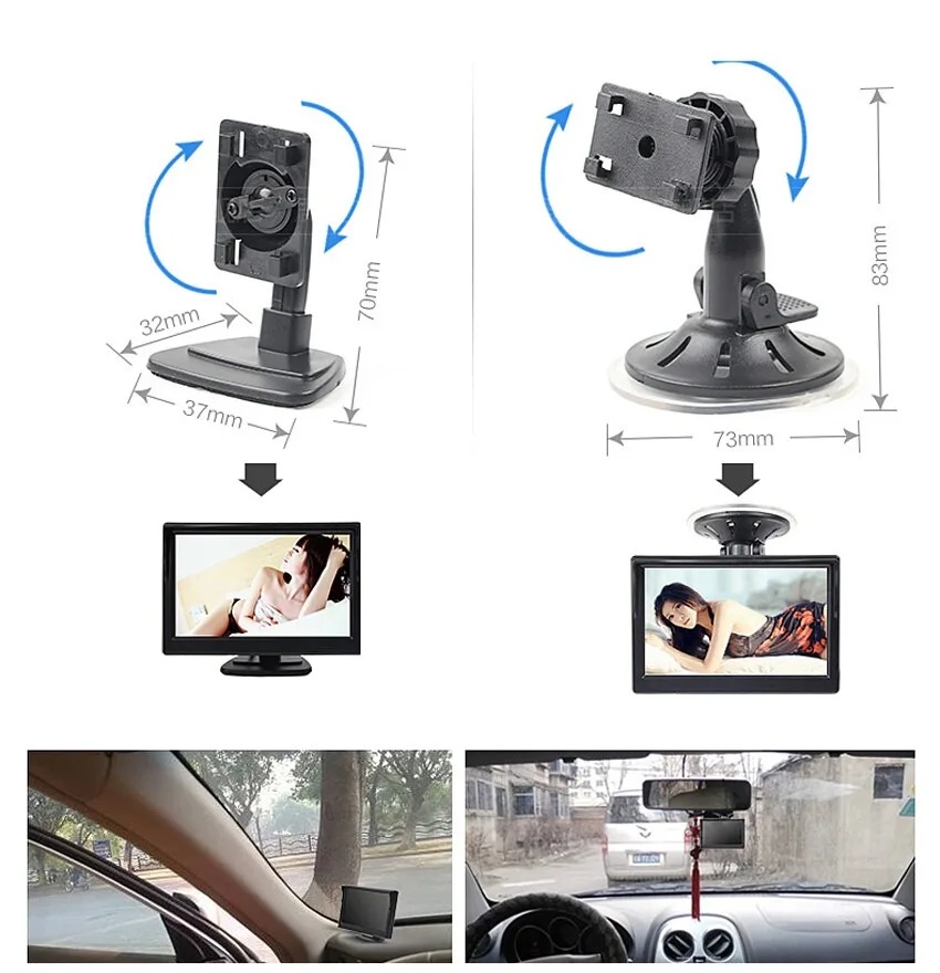 라스트버스 5인치 후방 모니터 분할 2화면 / 단일 풀스크린 + FHD 1080P 백업 카메라 방수 RV 밴 트레일러 카라반용