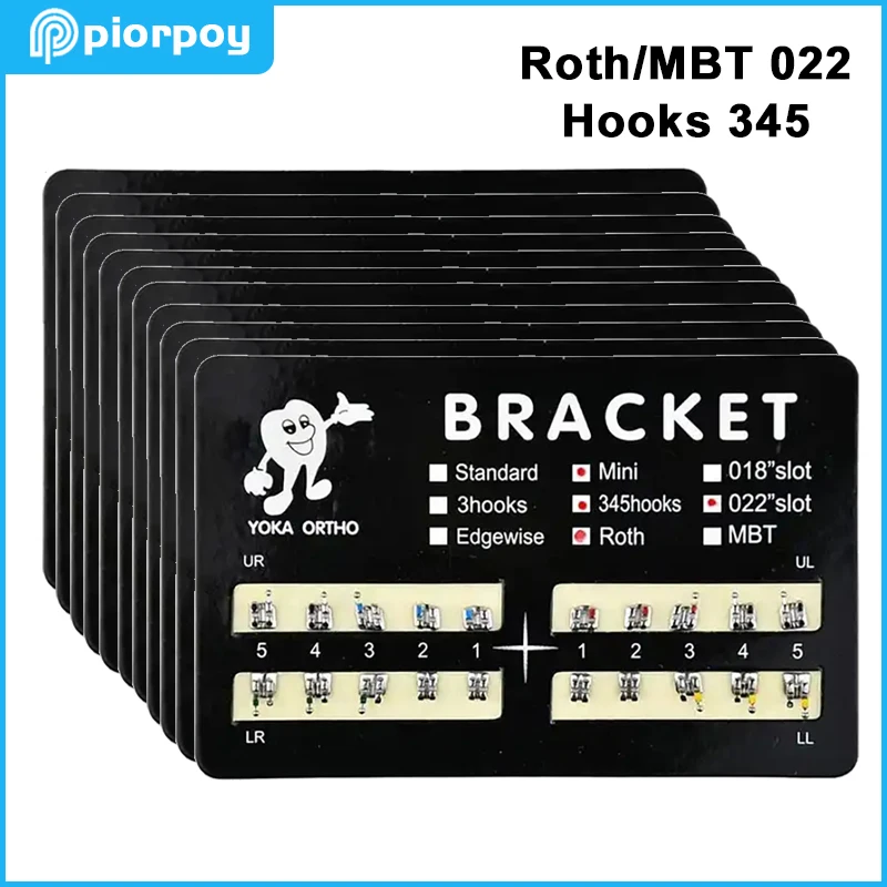 Piorpoy 20 Pcs Apparecchi Ortodontici Dentali Per Denti Mim Monoblocco Metallo Mini Standard Roth Mbt Slot 0.022 0.018 Ganci 3-4-5