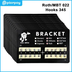 PIORPOY 20 Pcs Dental Orthodontic Braces For Teeth MIM Monoblock Metal Mini Standard Roth MBT Slot 0.022 0.018 Hooks 3-4-5