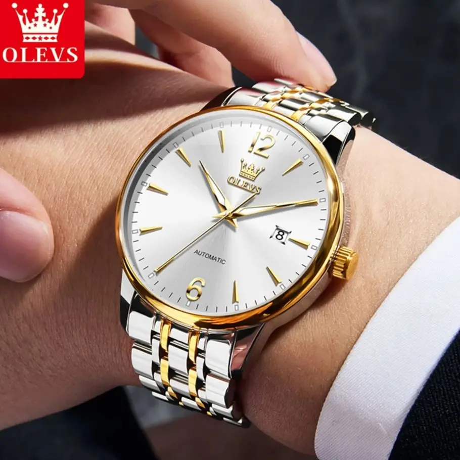 OLEVS 6741 Men's Watches Simple Fashion Calendar Waterproof Luminous Automatic Mechanical Watches For Man Original Luxury Watch