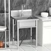 Freestanding Single Bowl Laundry Sink with Hot and Cold Water Plumbing Stainless Steel Sink 2