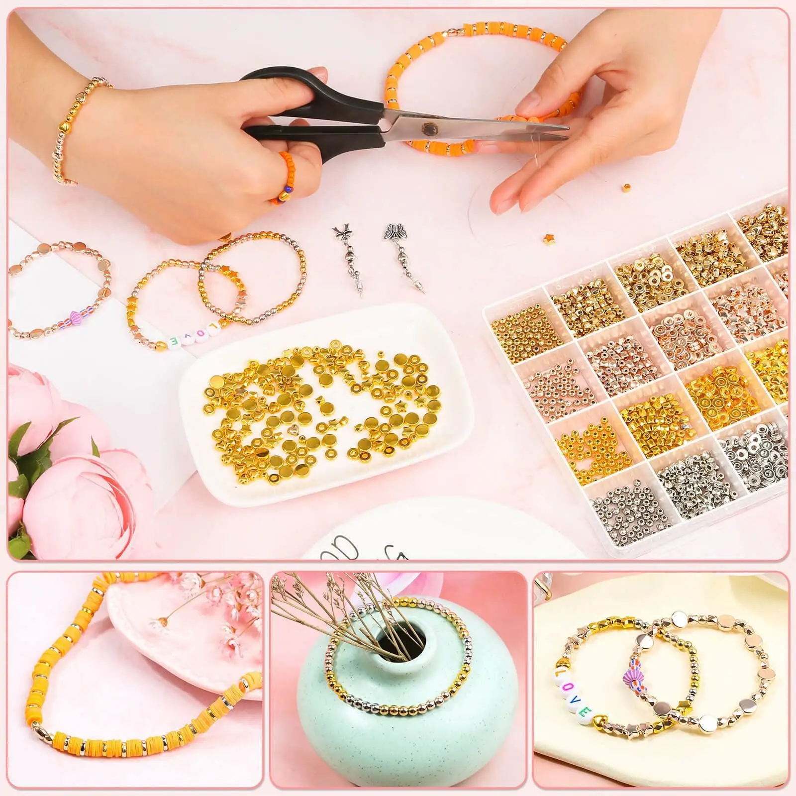 Beads Kit For Jewelry Making Round Star Love Heart Loose Spacer CCB Acrylic Beads Jewelry Making