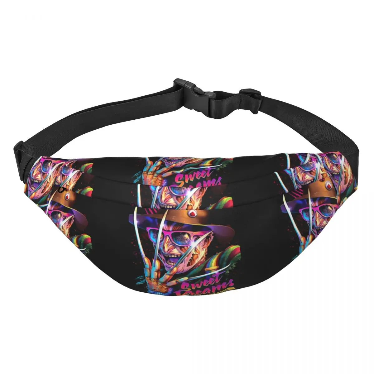 

Welcome To Horror Movies Fanny Pack Men Women Halloween Character Sling Crossbody Waist Bag for Travel Cycling Phone Money Pouch
