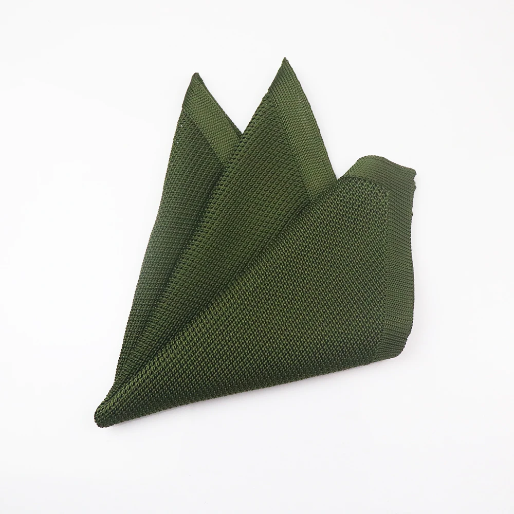 2025 Winter Design Mens Knitted Pocket Square Khaki White Solid Color Handkerchief Wedding Groom Suit Accessories Daily Hanky