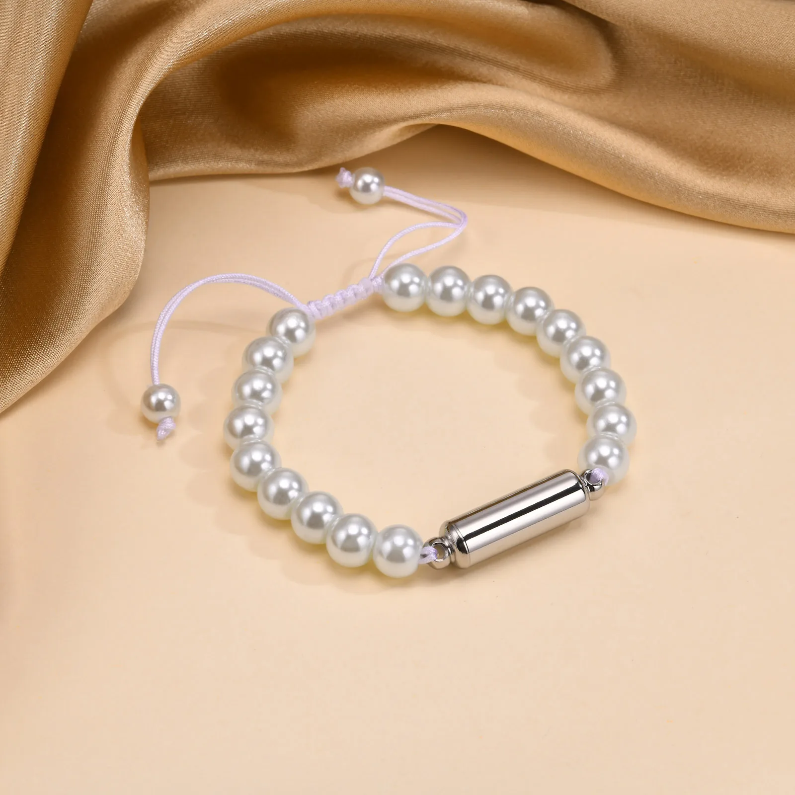 Cremation Urn Bracelets For Woman Man Simulated Pearl Tiger Eye Beads Chain Wristband Pet Family Ashes Holder Jewelry – Detail 4