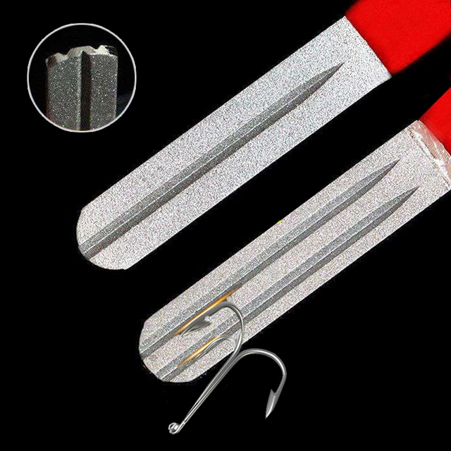1pcs Diamond Stone Fly Fishing Hook Sharpener Keychain for Knife Treble  Fish Hook Finger File Outdoor