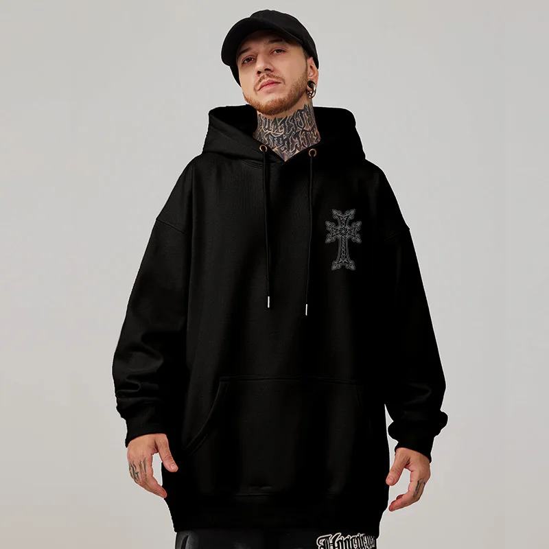 Casual Style Fashion Sweater Hooded Autumn And Winter Literary Trend New Men's Pullover Popular Print And Plush