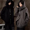 Fall Winter Fleece Lined Zipper Long Sleeve Hoodie Fake Two-Piece Loose Casual Unisex Jacket Double Layered Hooded Sweatshirt