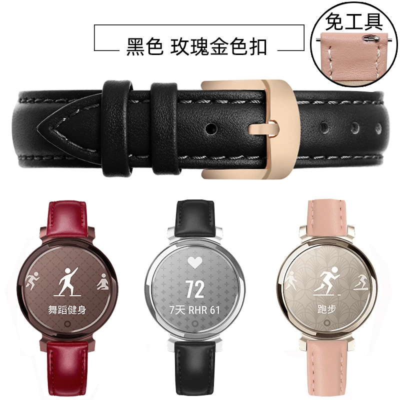Elegant Genuine Leather Strap for Garmin Lily 2 Women's Smartwatch - 14mm Quick Release in Pink White