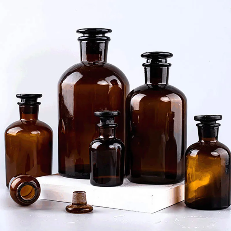Lab Brown Reagent Bottle Amber Bottle Lead-free High Borosilicate glass with ground-in glass stopper