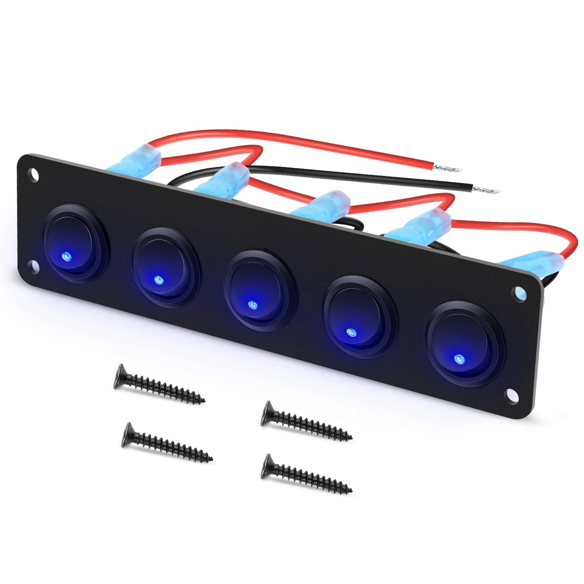 

5 Round Dash Rocker Toggle Switch Panel Waterproof 12-24V LED for RV Yacht Marine Car Marine