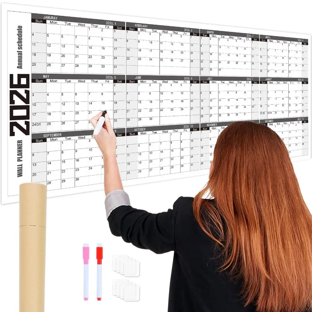 Calendario inglese 2026 42x100 cm con note colorate - immagine 4