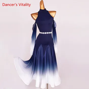 Abito da ballo moderno colletto rialzato manica lunga in maglia gonna Performance abbigliamento High-End personalizzato bambino donna abiti da competizione