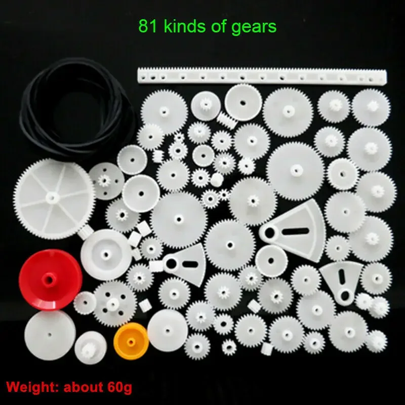 Various Plastic Gear Packages Kit Pulley Belt Shaft Gear Worm Crown Motor Assembly 0.5 Modulus DIY Toy
