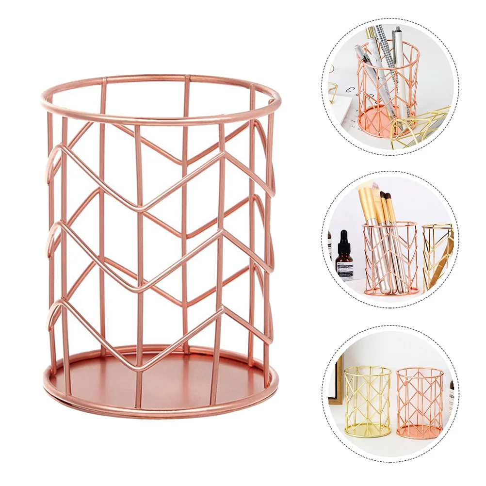 

Metal Mesh Container Organizer Storage Box Hollow Desktop Pen Holder Clips Box Pencil Container Case School Office Tools
