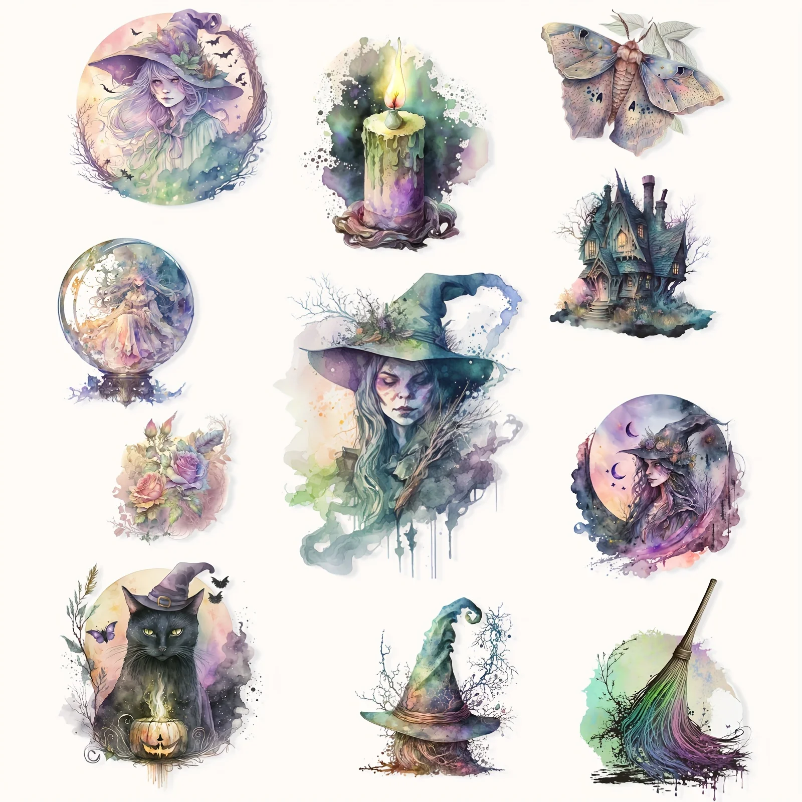 JAIIMAN 99pieces Vintage Magic Self-adhesive Stickers for DIY Crafts Scrapbooking Supplies Journals Water Bottle self adhesive stickers