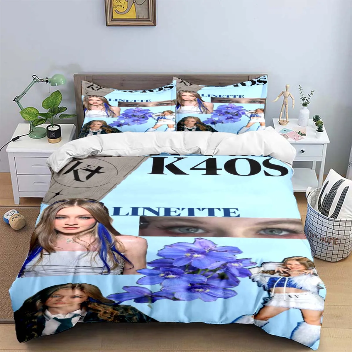 3PCS Europe Star Group K-k4os Bedding Set Single Twin Full King Size Musical Genius Bed Linen Adults Teens Bedroom Gift 6